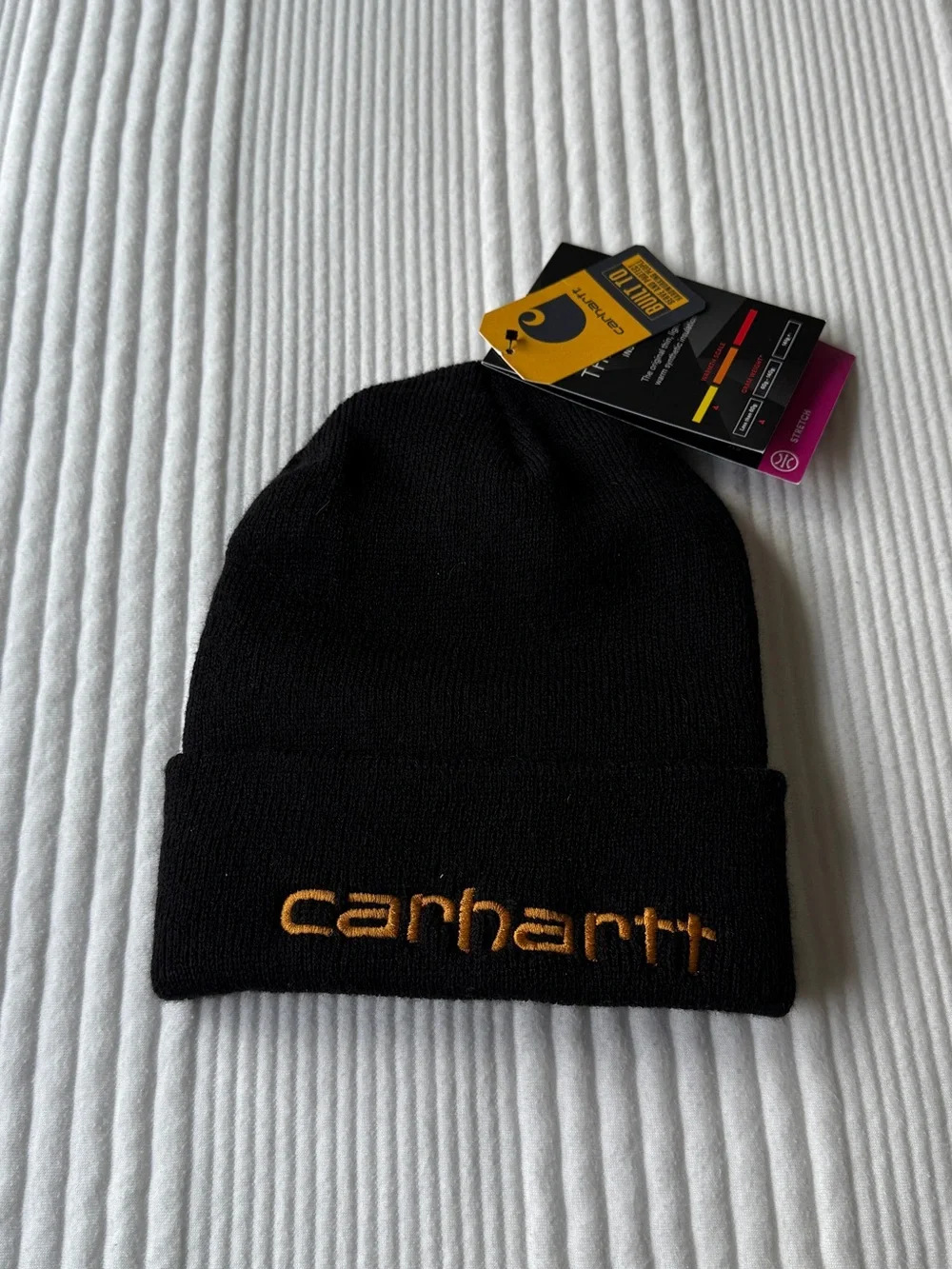 Carhartt Black Beanie Set with Pom Pom and Embroidered Logo